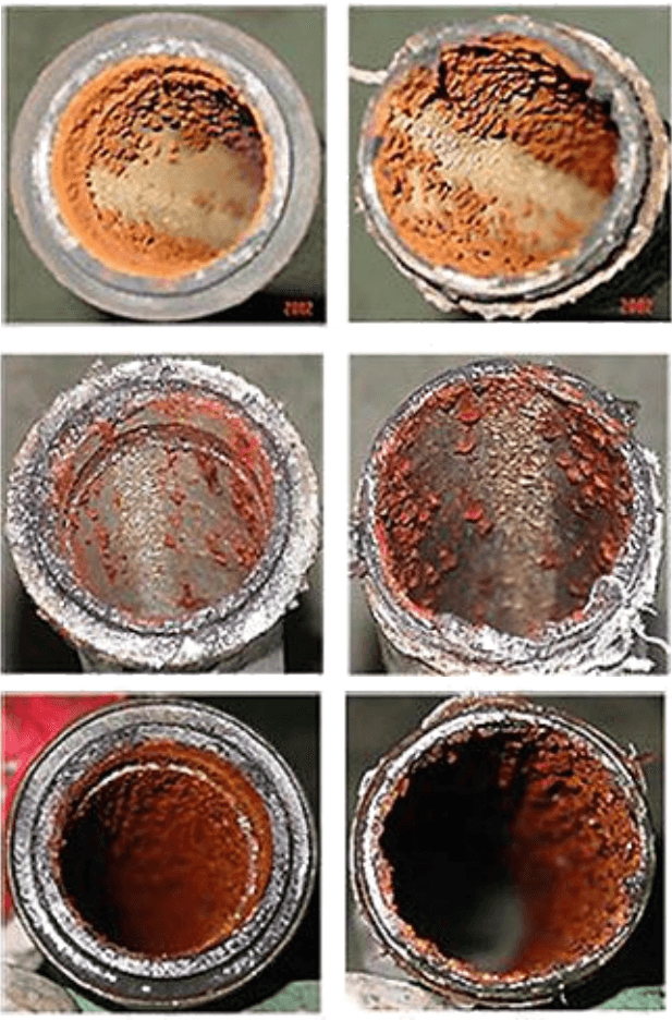 Scale in compressor cooler tubes before chemical cleaning